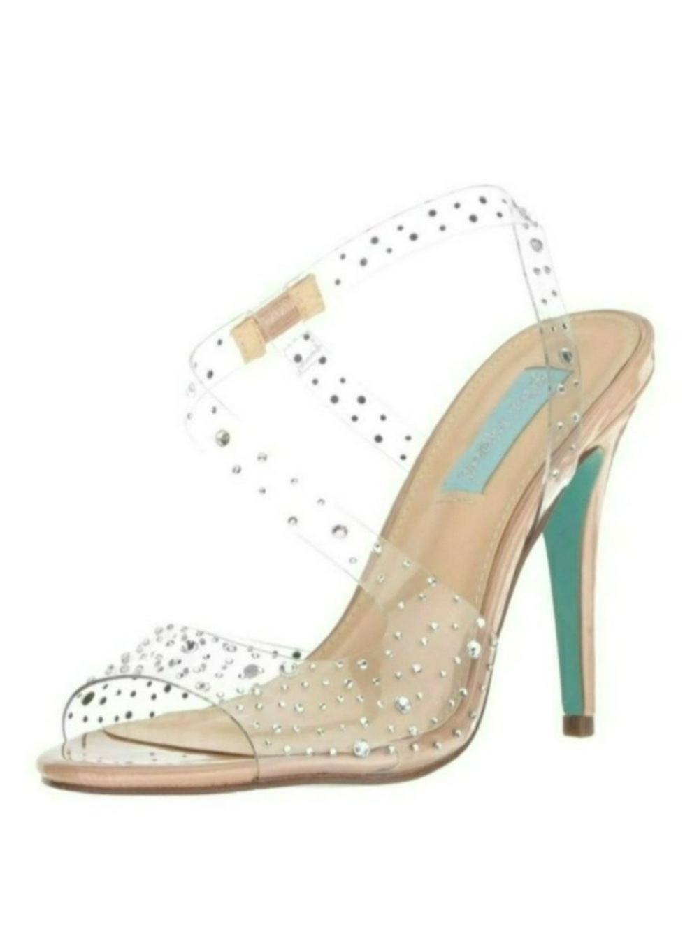 Betsey Johnson Fly Sandal Heels Clear Rhinestones Women's 7M 7